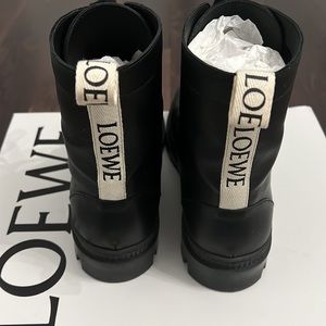 LOEWE
Logo-print canvas-trimmed leather ankle boots